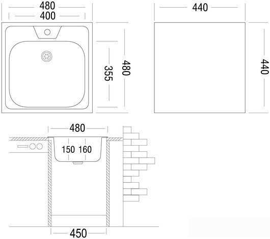 Кухонная мойка Ukinox CLM480.480 GT6C 0C Кухонная мойка Ukinox CLM480.480 GT6C 0C