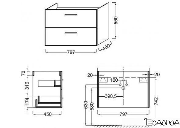Акватон Зеркало Бекка 70 1A214702BAC20 (белый/дуб сомерсет)