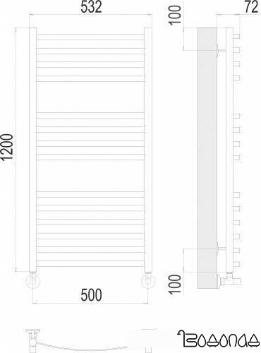Полотенцесушитель TERMINUS Авиэль П14 500х1200 нп