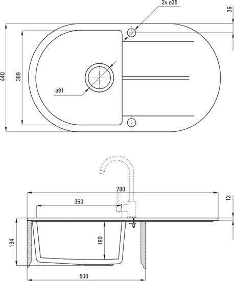 Кухонная мойка Deante Piva ZQI 211B (графитовый) Кухонная мойка Deante Piva ZQI 211B (графитовый)