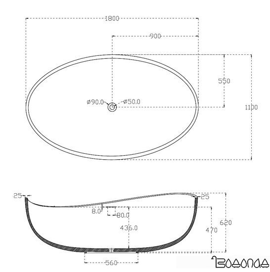 Ванна Abber 180x110 AB9239