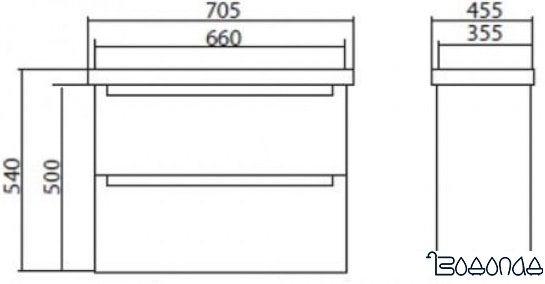 Аква Родос Тумба с умывальником HeadWay 70 АР0001715 (подвесная, белый)