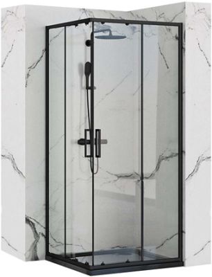 Душевой уголок Rea Punto 80x80 (черный/прозрачное стекло)
