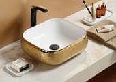 Умывальник CeramaLux C1068 (белый/золотистый)