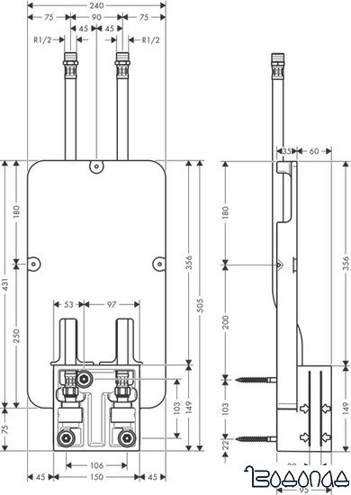 Скрытая часть верхнего душа Axor ShowerSolutions 35363180 фото 2