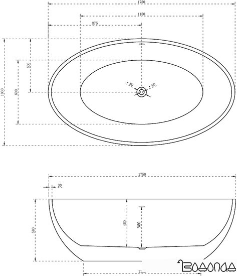 Ванна Abber 175x100 AB9249 фото 4