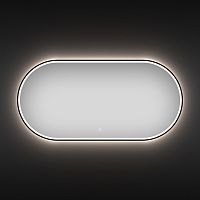 Овальное зеркало с фронтальной LED-подсветкой Wellsee 7 Rays' Spectrum 172201650 (120*60 см, черный контур, сенсорная кнопка)