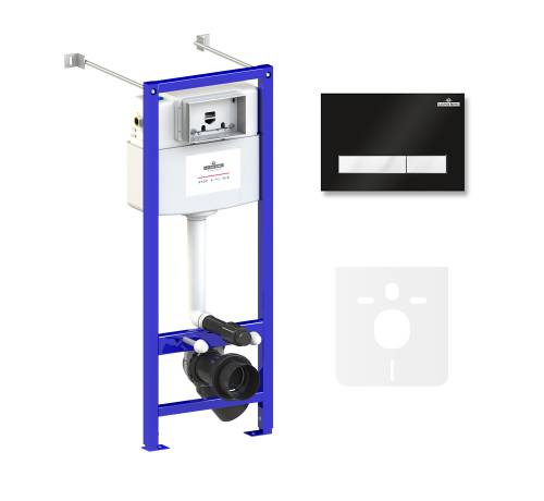 Инсталляция для унитаза комплект 4 в 1 Lavinia Boho Relfix 77020028: система инсталляции для подвесного унитаза, удлиненный комплект креплений, шумоизоляция, кнопка смыва.