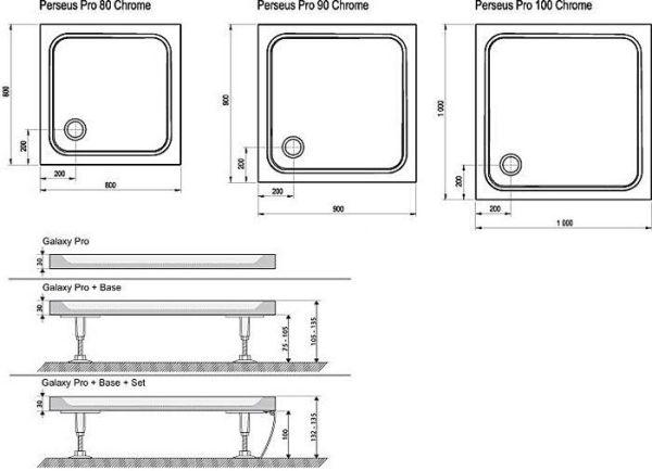 Душевой поддон Ravak Galaxy Perseus Pro Chrome 100x100 [XA04AA01010]