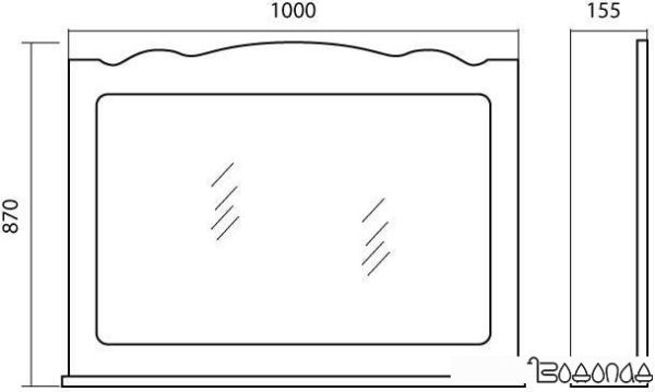 Аква Родос Зеркало Классик 100 (белый, с подсветкой)
