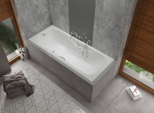 Чугунная ванна СИБИРЯЧКА 170*75 (с отверстиями для ручек, хромированные ручки)