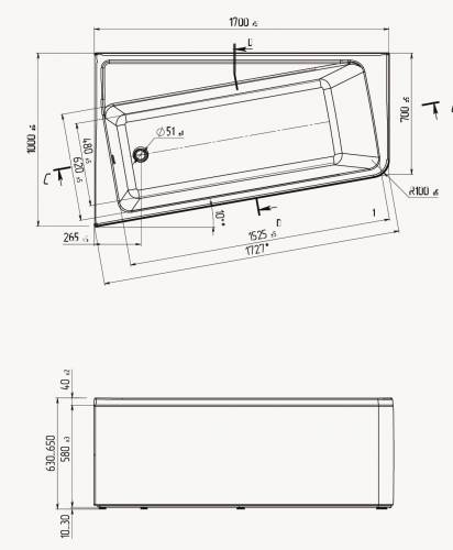 Ванна 1Marka Direct 170*100 левая