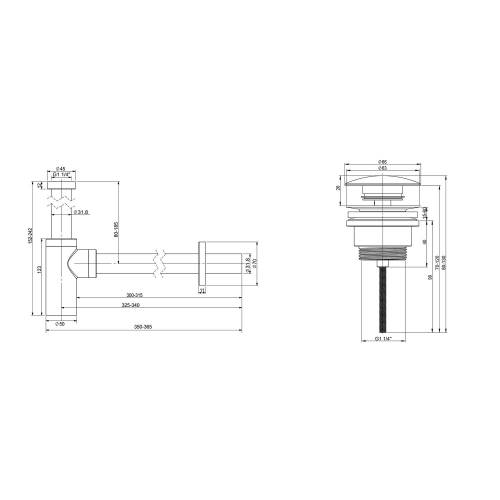 Сифон и донный клапан Wellsee Drainage System 182105003 (состоит из 182105000, 182140000)