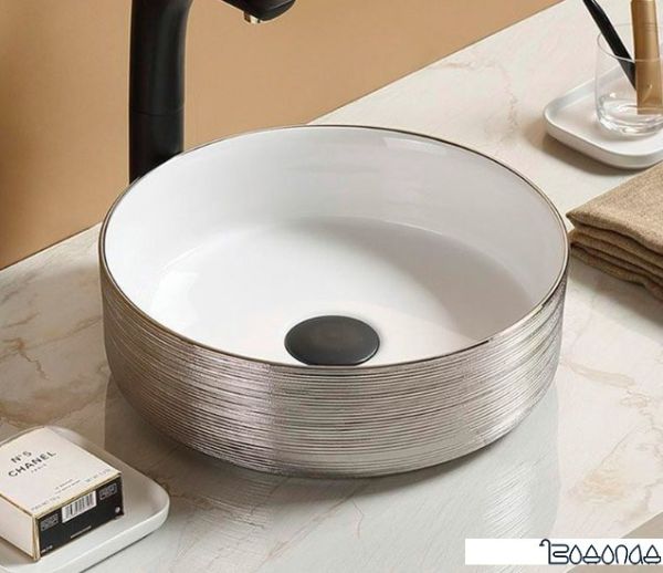 Умывальник CeramaLux C1054 (белый/серебристый)