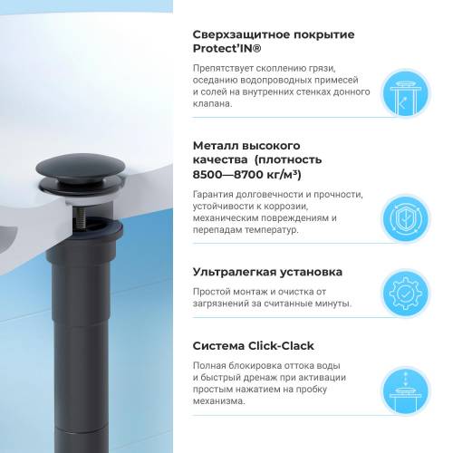 Сифон и донный клапан Wellsee Drainage System 182105003 (состоит из 182105000, 182140000)