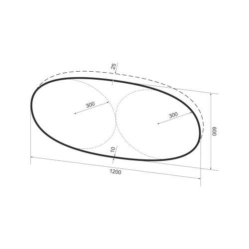 Овальное зеркало с фоновой LED-подсветкой Wellsee 7 Rays' Spectrum 172201570 (120*60 см, черный контур, сенсорная кнопка)
