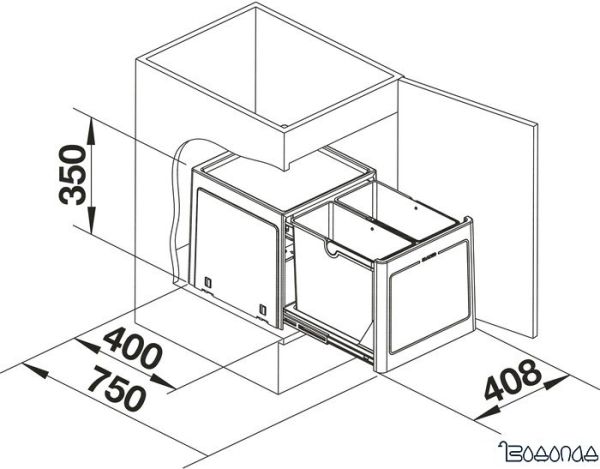 Мусорное ведро с разделителем Blanco Botton Pro 45 Automatic фото 4