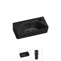 Мини раковина в туалет настенная Lavinia Boho Sink 20216430R в наборе 2 в 1: маленькая раковина угловая в туалет 40 см (матовый черный), донный клапан в цвете матовый черный