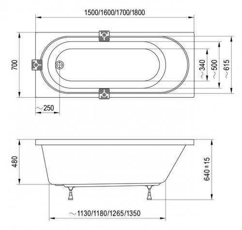 Ванна акриловая Ravak Sonata II 170*70