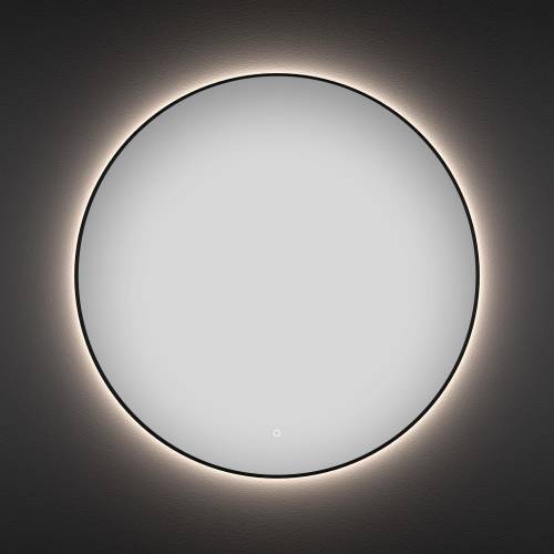 Круглое зеркало с фоновой LED-подсветкой Wellsee 7 Rays' Spectrum 172200100 (D = 50 см, черный контур, сенсорная кнопка)