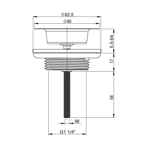 Выпуск для раковины Wellsee Drainage System 182145000 (универсальный, подходит как для раковин с переливом, так и для раковин без переливного отверстия; высота 81-139 мм; хром)