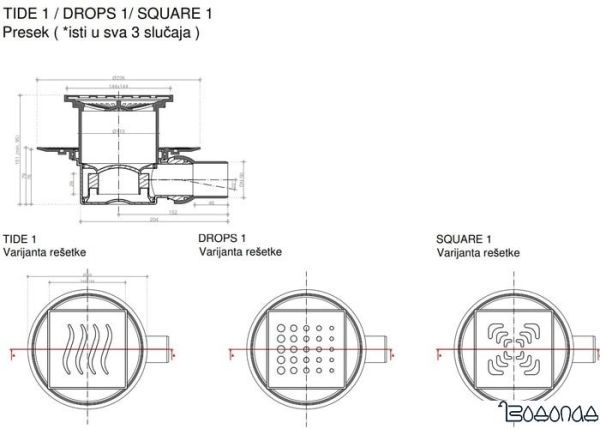Трап/канал Pestan Confluo Standard Square 1 Gold фото 4