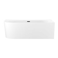 Пристенная  акриловая ванна Wellsee Collaro 28910503R, 170*80 см, цвет белый  глянец. Набор 4 в 1: ванна 289105000, ножки, экран, слив-перелив матовый  черный 231924000.