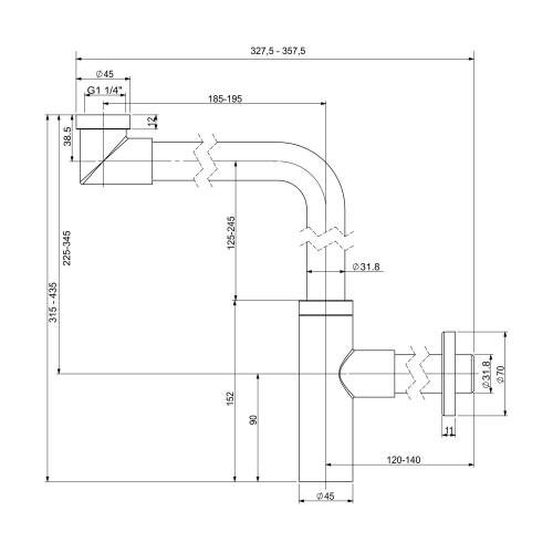 Сифон для раковины Wellsee Drainage System 182128000 (Ø 32 мм (1 1/4"); длина 328-358 мм; матовый белый)