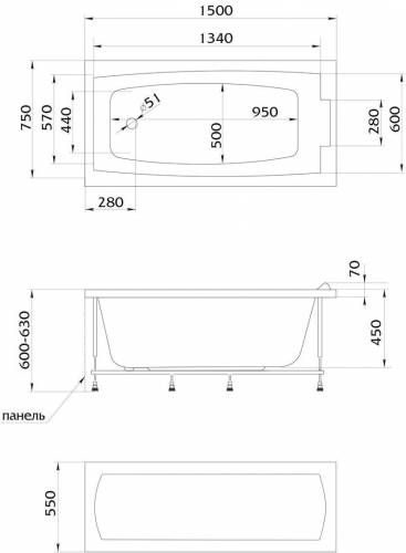 Ванна 1Marka Aelita 150*75