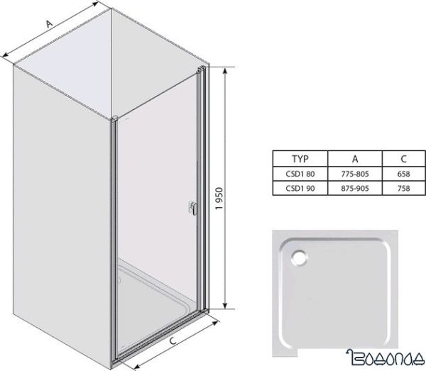 Душевая дверь Ravak Chrome CSD1 80 (сатин/прозрачное) фото 4