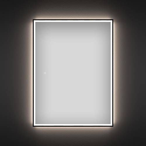Прямоугольное зеркало с фронтальной LED-подсветкой Wellsee 7 Rays' Spectrum 172201320 (70*90 см, черный контур, сенсорная кнопка)