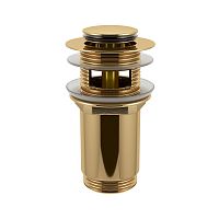 Донный клапан для раковины Wellsee Drainage System 182131000 (с переливом, подходит как для раковин с переливом, так и для раковин без переливного отверстия; высота 92-132 мм; золото)