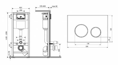 Инсталляция для унитаза комплект 5 в 1 Lavinia Boho Relfix 77020046: система инсталляции для подвесного унитаза, удлиненный комплект креплений, шумоизоляция, кнопка смыва, диспенсер