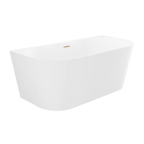 Пристенная  акриловая ванна Wellsee Excellence Pro 28760304R, 170*75 см, цвет белый  глянец. Набор 4 в 1: ванна 287603000, ножки, слив-перелив золото  231925000.