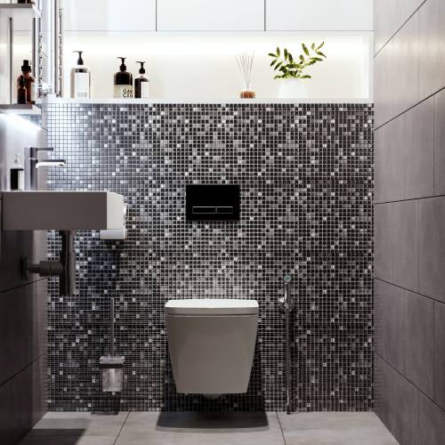 Инсталляция для унитаза комплект 5 в 1 Lavinia Boho Relfix 77020051: система инсталляции для подвесного унитаза, удлиненный комплект креплений, шумоизоляция, кнопка смыва, диспенсер