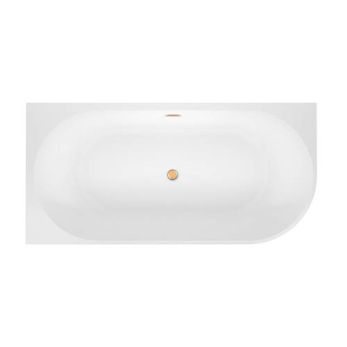 Пристенная  акриловая ванна Wellsee Excellence Pro 28760604R, 150*73 см, цвет белый  глянец. Набор 4 в 1: ванна 287606000, ножки, слив-перелив золото  231925000.