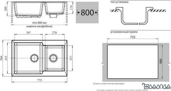 Кухонная мойка GranFest GF-P780K (топаз)