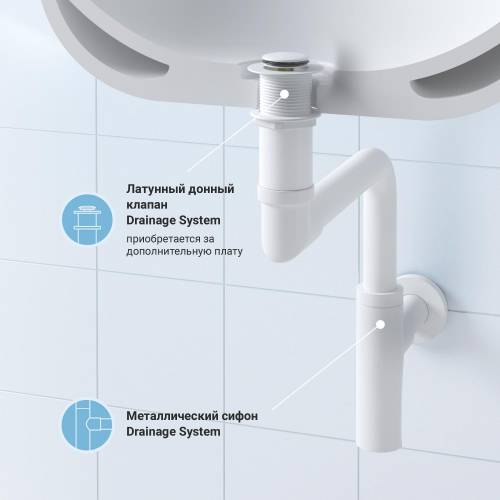 Сифон для раковины Wellsee Drainage System 182128000 (Ø 32 мм (1 1/4"); длина 328-358 мм; матовый белый)