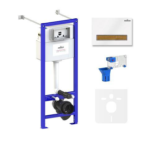 Инсталляция для унитаза комплект 5 в 1 Lavinia Boho Relfix 77020059: система инсталляции для подвесного унитаза, удлиненный комплект креплений, шумоизоляция, кнопка смыва, диспенсер