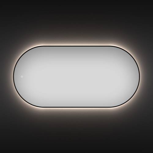 Овальное зеркало с фоновой LED-подсветкой Wellsee 7 Rays' Spectrum 172201920 (100*55 см, черный контур, сенсорная кнопка)