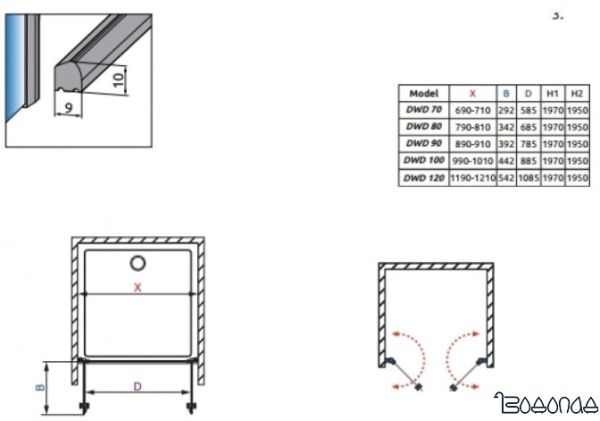 Душевая дверь Radaway Eos DWD 80 37713-01-12N