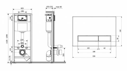 Инсталляция для унитаза комплект 5 в 1 Lavinia Boho Relfix 77010038: система инсталляции для подвесного унитаза, стандартный комплект креплений, шумоизоляция, кнопка смыва, диспенсер