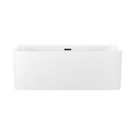 Пристенная  акриловая ванна Wellsee Clermont 28260103R, 150*73 см, цвет белый  глянец. Набор 4 в 1: ванна 282601000, ножки, экран, слив-перелив матовый  черный 231919000.