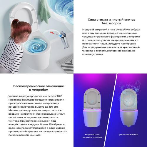 Подвесной унитаз Wellsee Éclatant RimFree 182615001