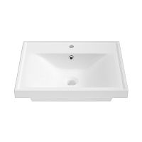 Настенная или мебельная раковина Wellsee FreeDom 151102000 (55*46 см, прямоугольная, с отверстием под смеситель, глянцевый белый).