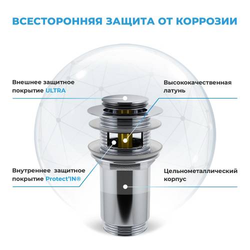 Сифон и донный клапан Wellsee Drainage System 182119001 (состоит из 182119000, 182129000)