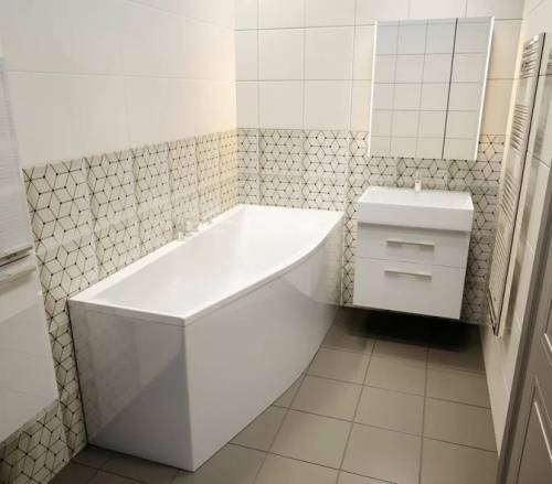 Ванна Astra-Form Скат 170x75x50 пустая, литой мрамор, правая, белая глянцевая, 01010015