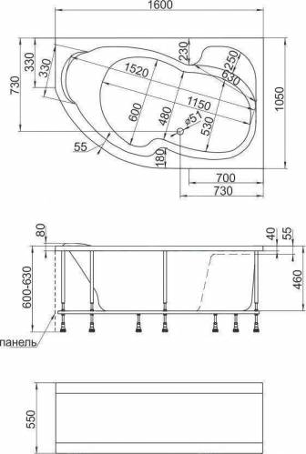 Ванна 1Marka Aura 160*105 левая