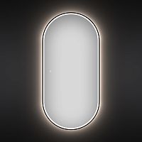 Овальное зеркало с фронтальной LED-подсветкой Wellsee 7 Rays' Spectrum 172201640 (60*120 см, черный контур, сенсорная кнопка)