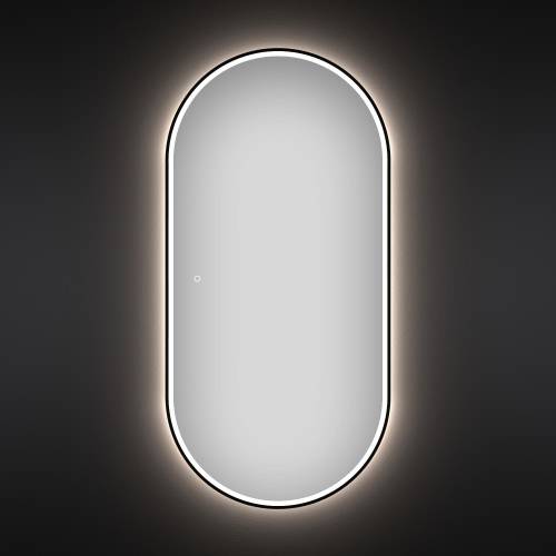 Овальное зеркало с фронтальной LED-подсветкой Wellsee 7 Rays' Spectrum 172201640 (60*120 см, черный контур, сенсорная кнопка)